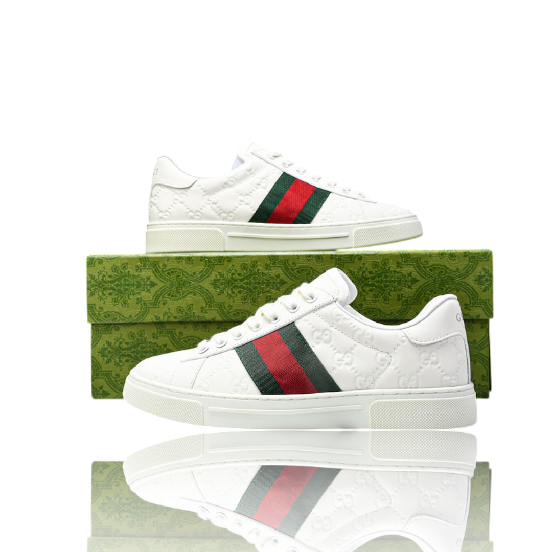 Guссi Ace Web Embossed Monogram 'White'