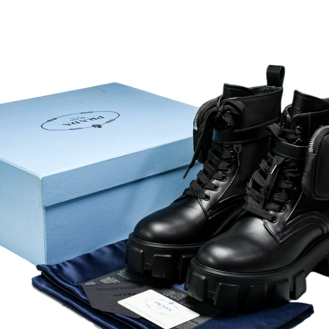 Prada Monolith brushed Boots 'With Pouch'