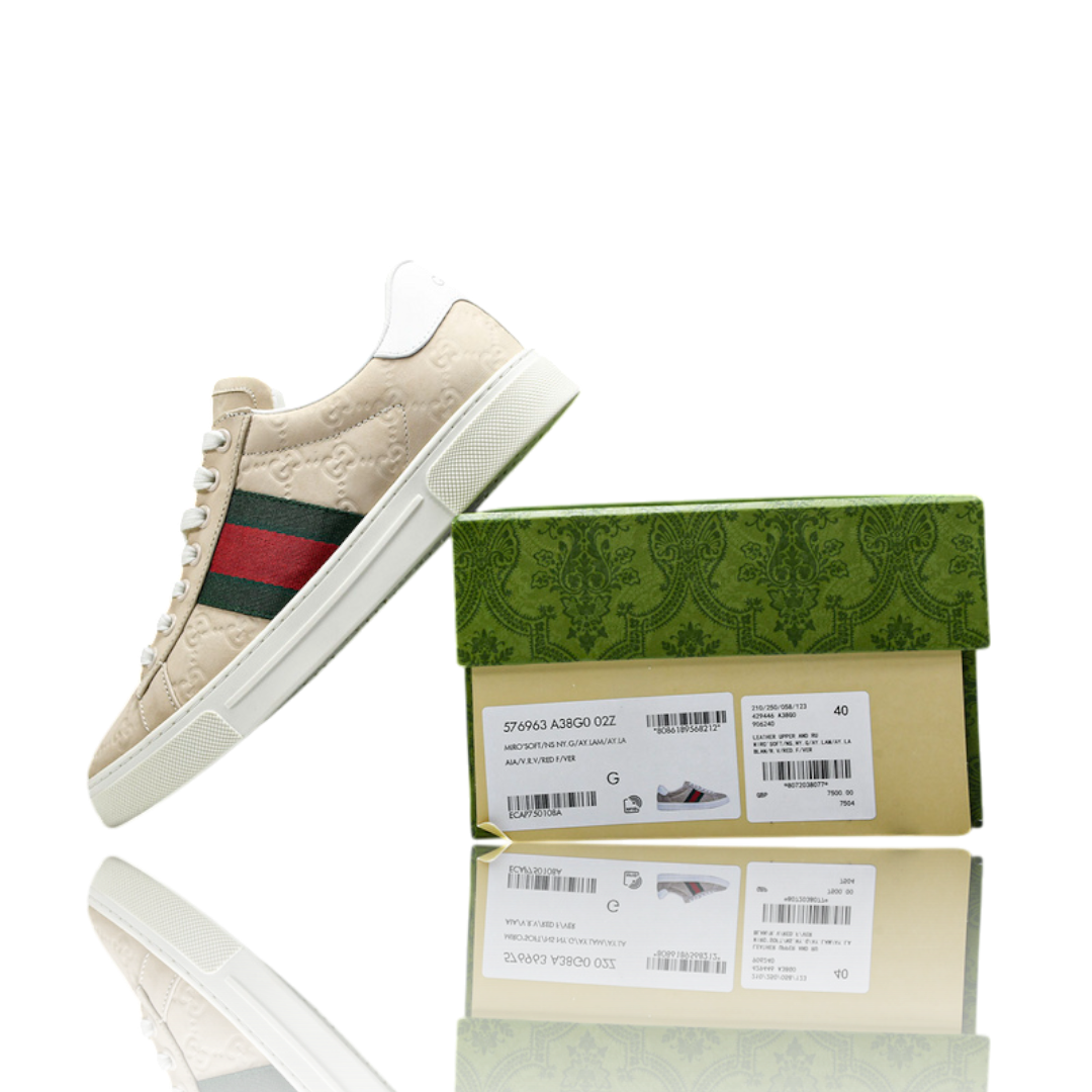 Guссi Ace Web Embossed Monogram 'Beige'