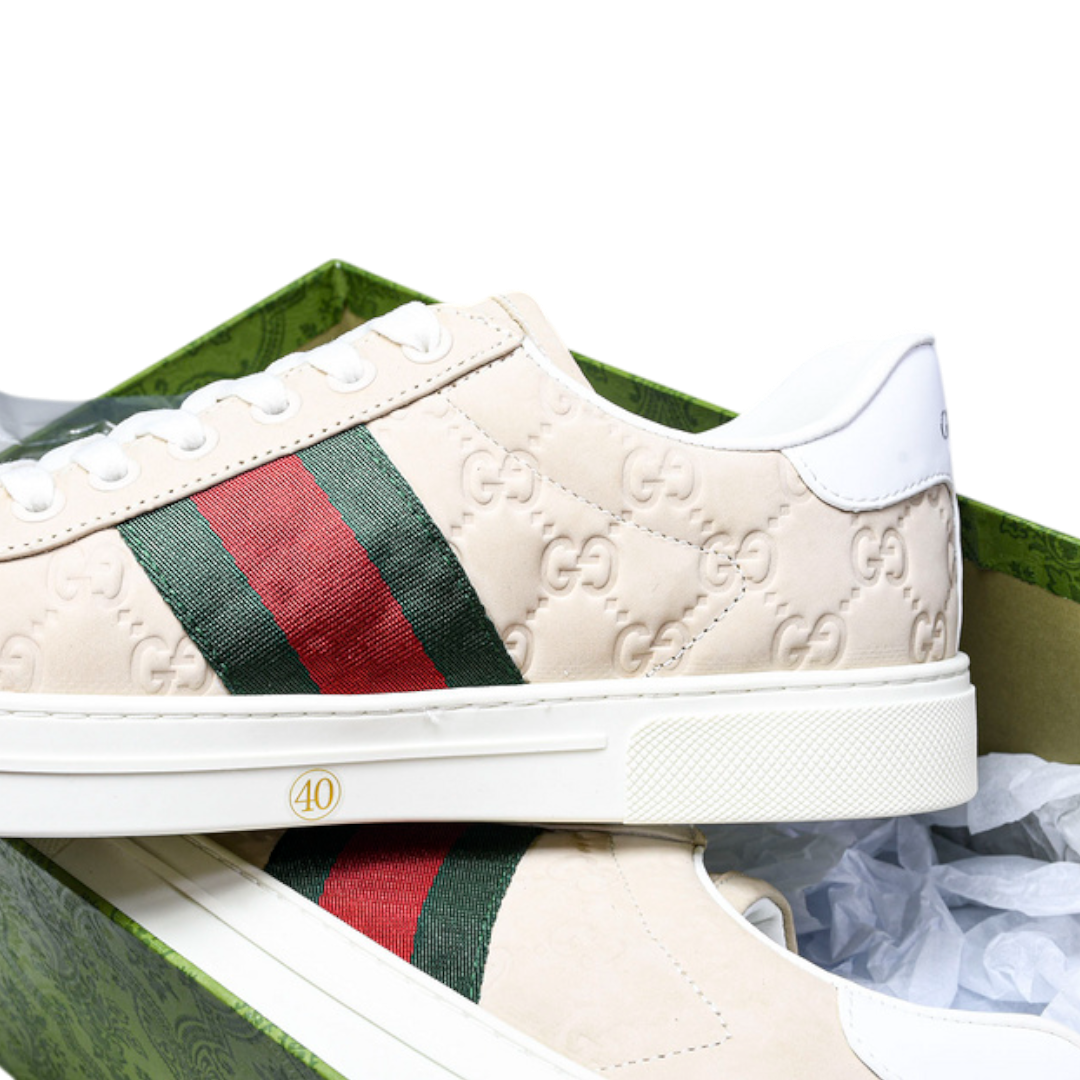 Guссi Ace Web Embossed Monogram 'Beige'