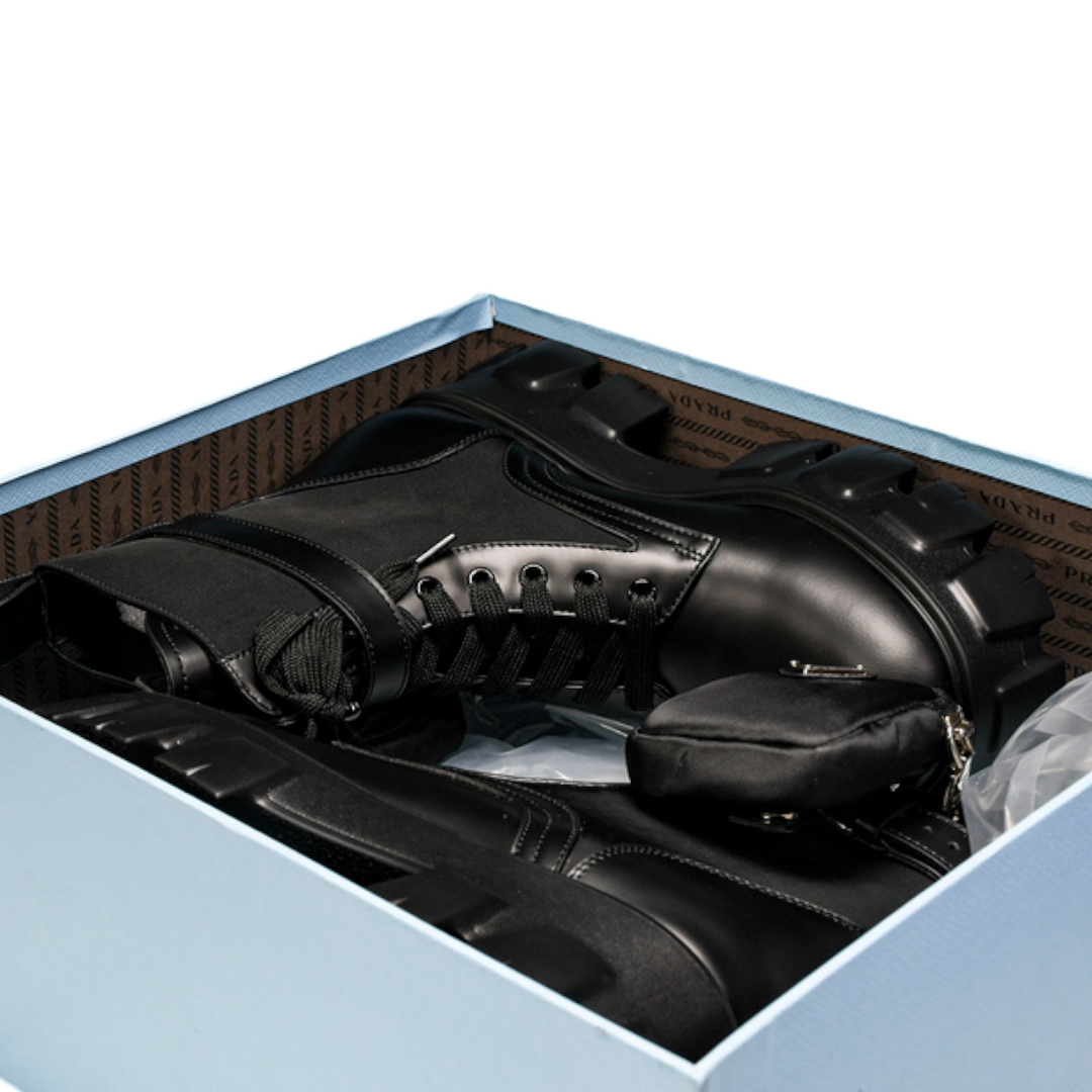 Prada Monolith brushed Boots 'With Pouch'