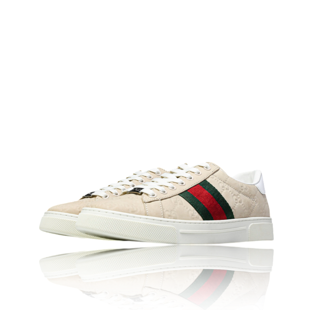 Guссi Ace Web Embossed Monogram 'Beige'