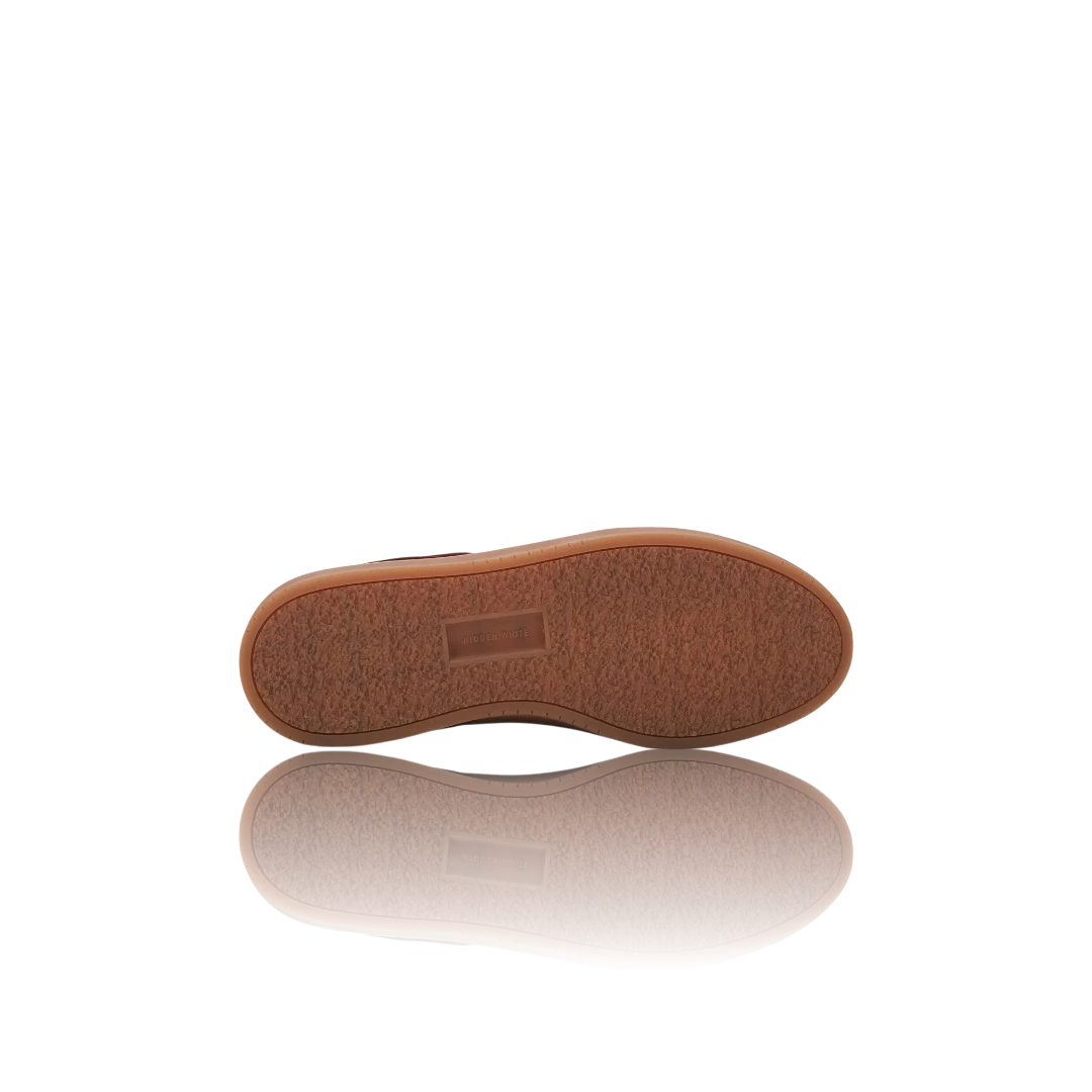 Burgundy Bordeaux Leather-Trimmed Suede Sneakers