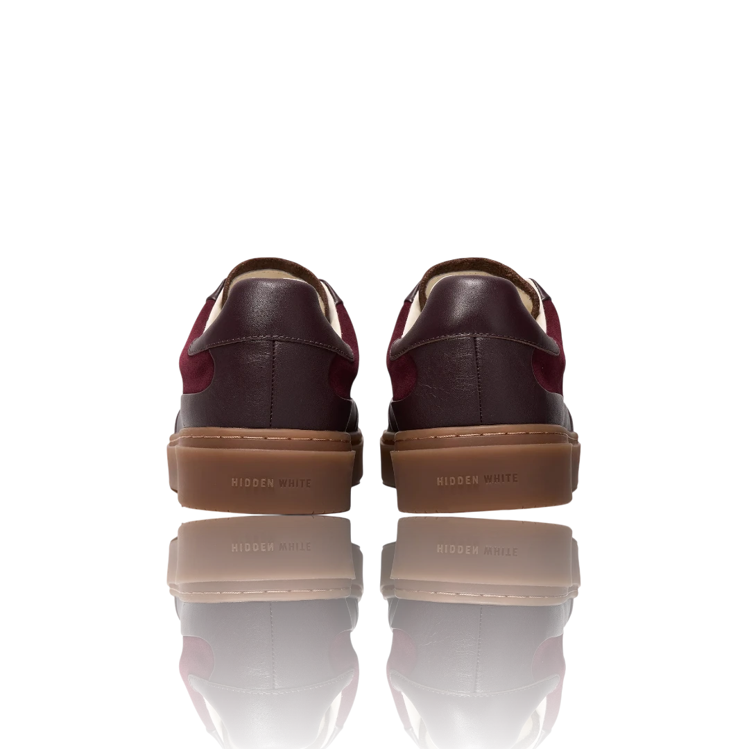 Burgundy Bordeaux Leather-Trimmed Suede Sneakers