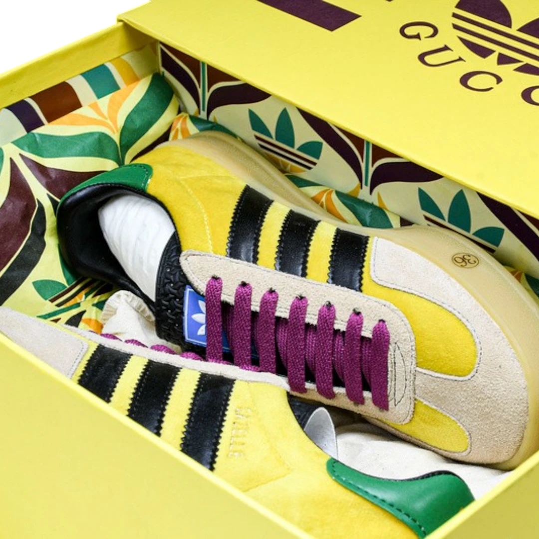 Guссi x Gazelle 'Yellow Velvet Green'