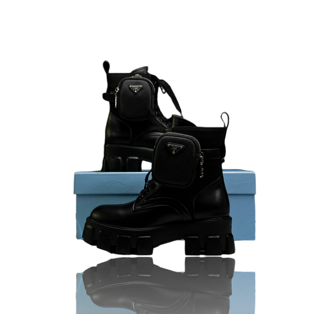 Prada Monolith brushed Boots 'With Pouch'
