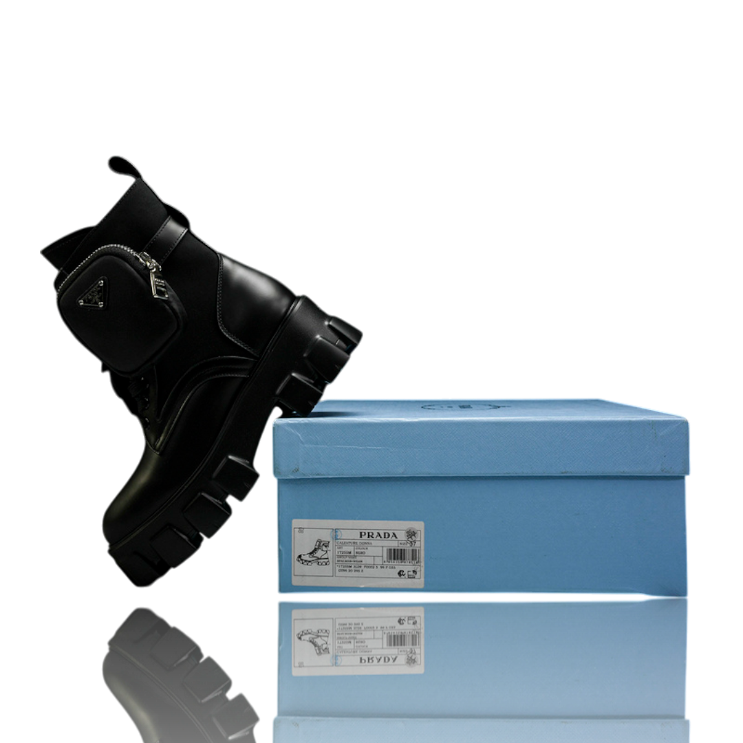 Prada Monolith brushed Boots 'With Pouch'