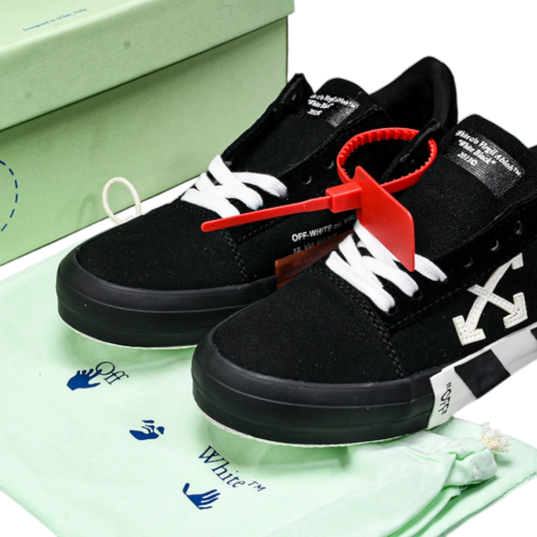 Off-White Vulc Low 'Black' (‘C 2018) Old Stripes