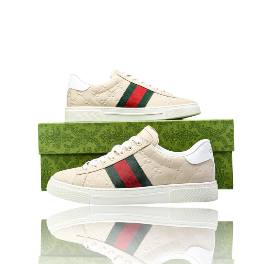 Guссi Ace Web Embossed Monogram 'Beige'