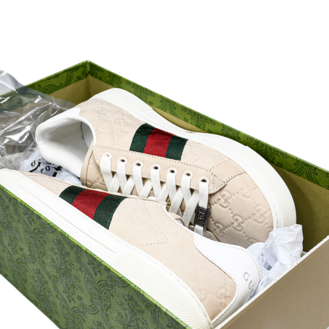 Guссi Ace Web Embossed Monogram 'Beige'