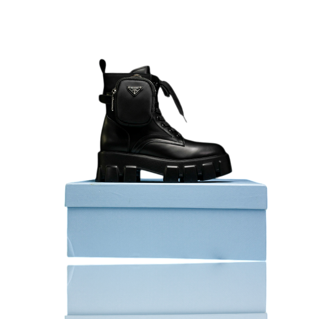 Prada Monolith brushed Boots 'With Pouch'