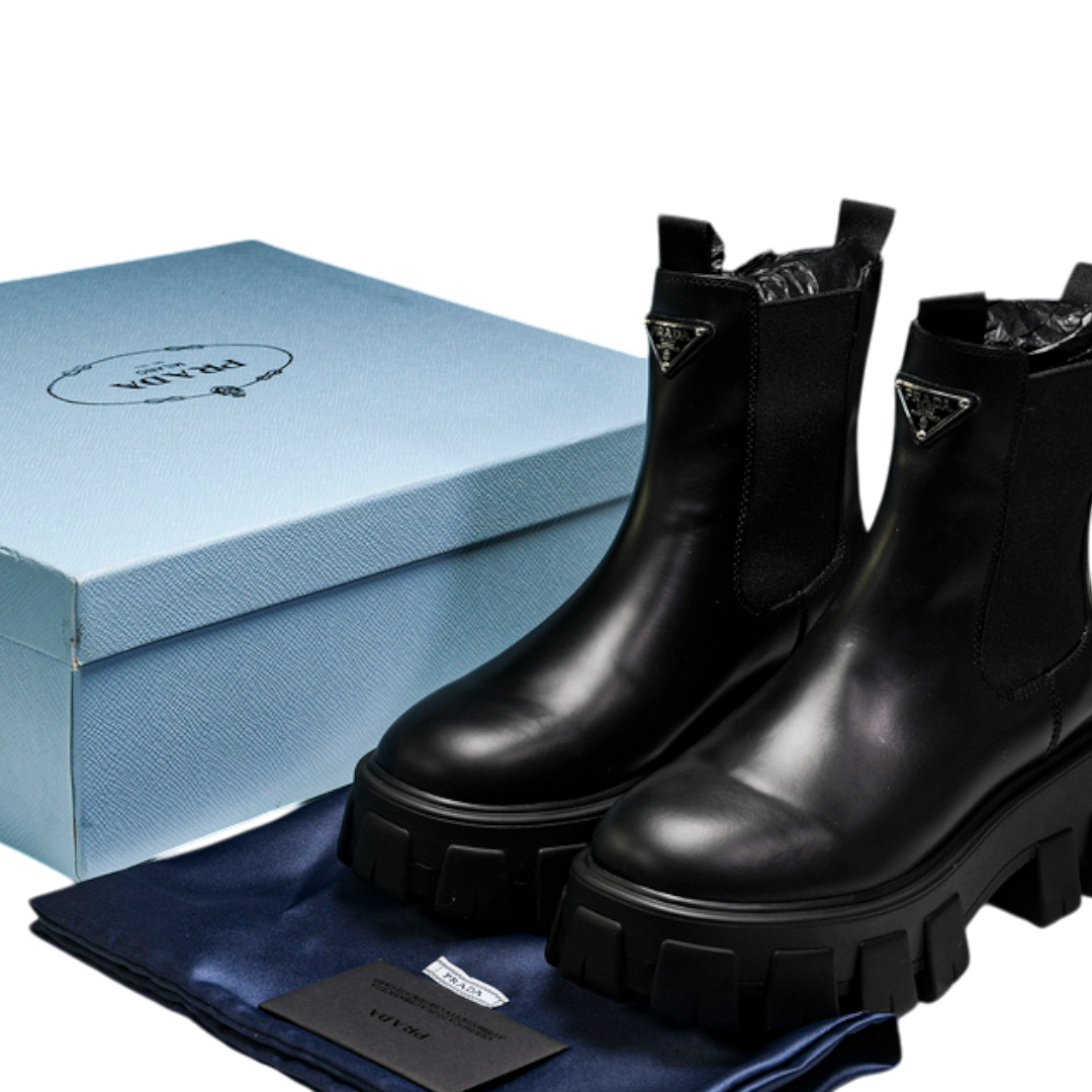 Prada Monolith Brushed Chelsea Boots 'Black'