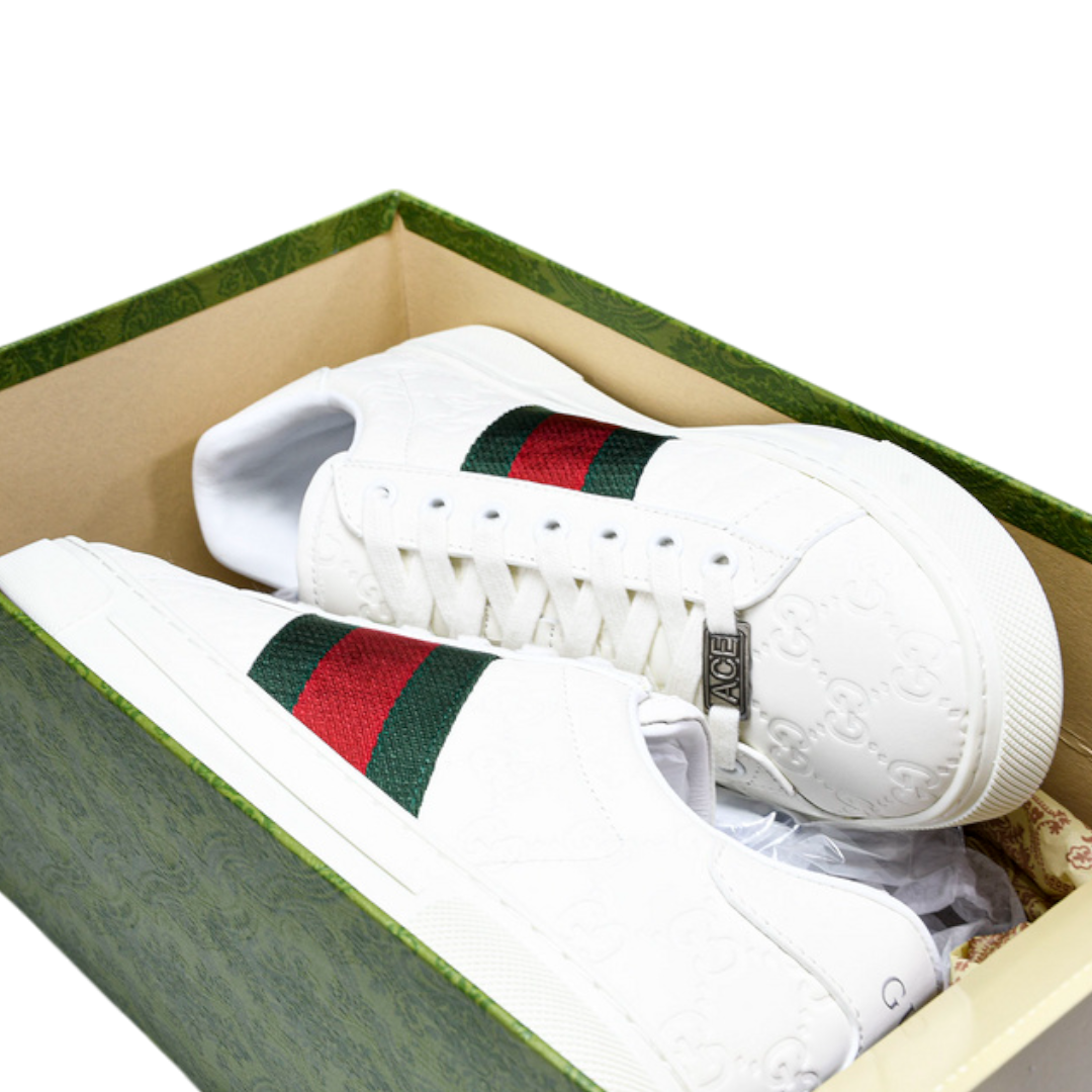 Guссi Ace Web Embossed Monogram 'White'