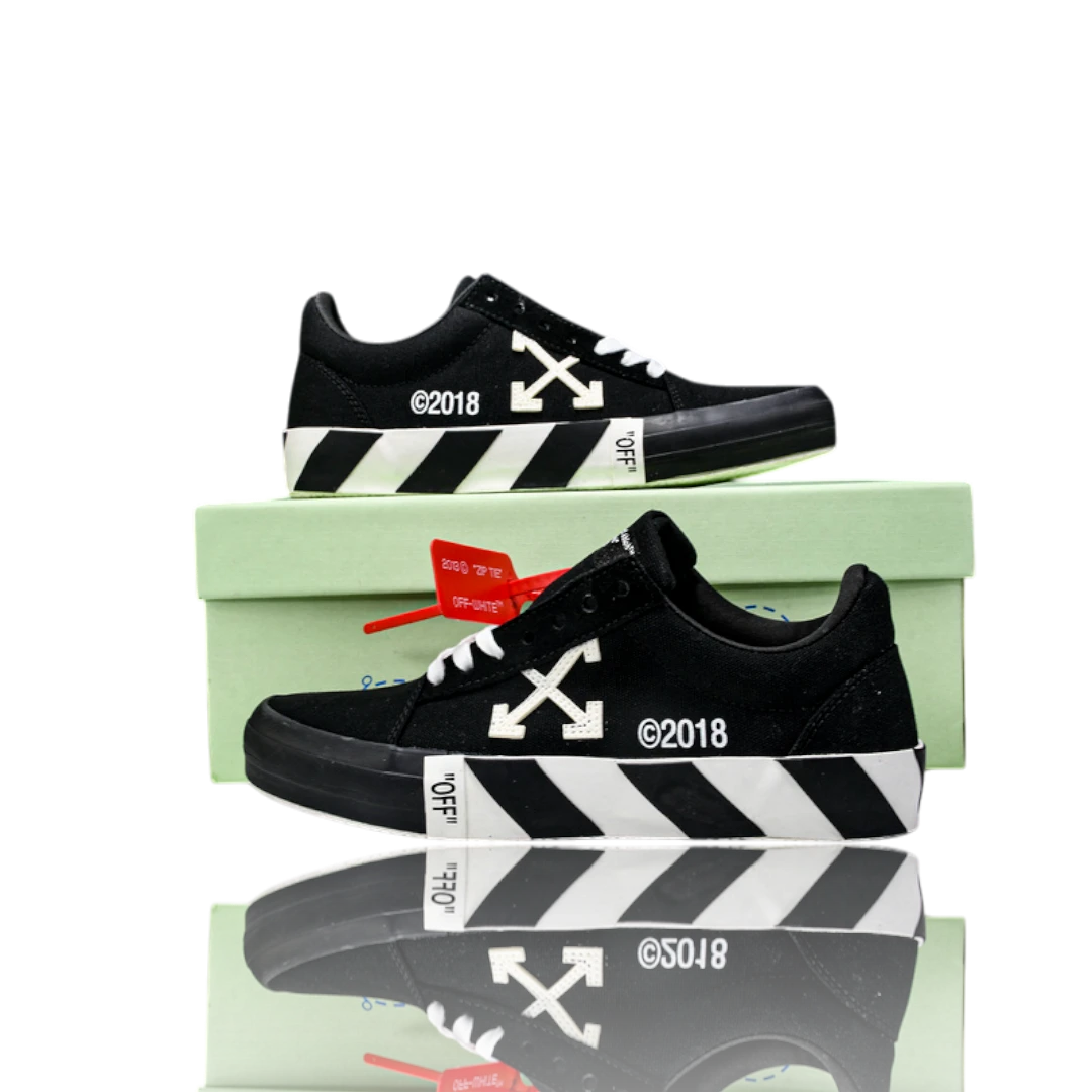 Off-White Vulc Low 'Black' (‘C 2018) Old Stripes